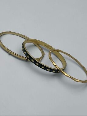 Lia Sophia Lot of 3 Gold-Tone Bangle Bracelets Size 8
